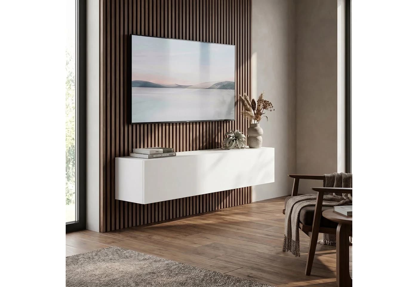 InnoFurn TV-Board Vela Hängendes Lowboard Weiß Modernes Design