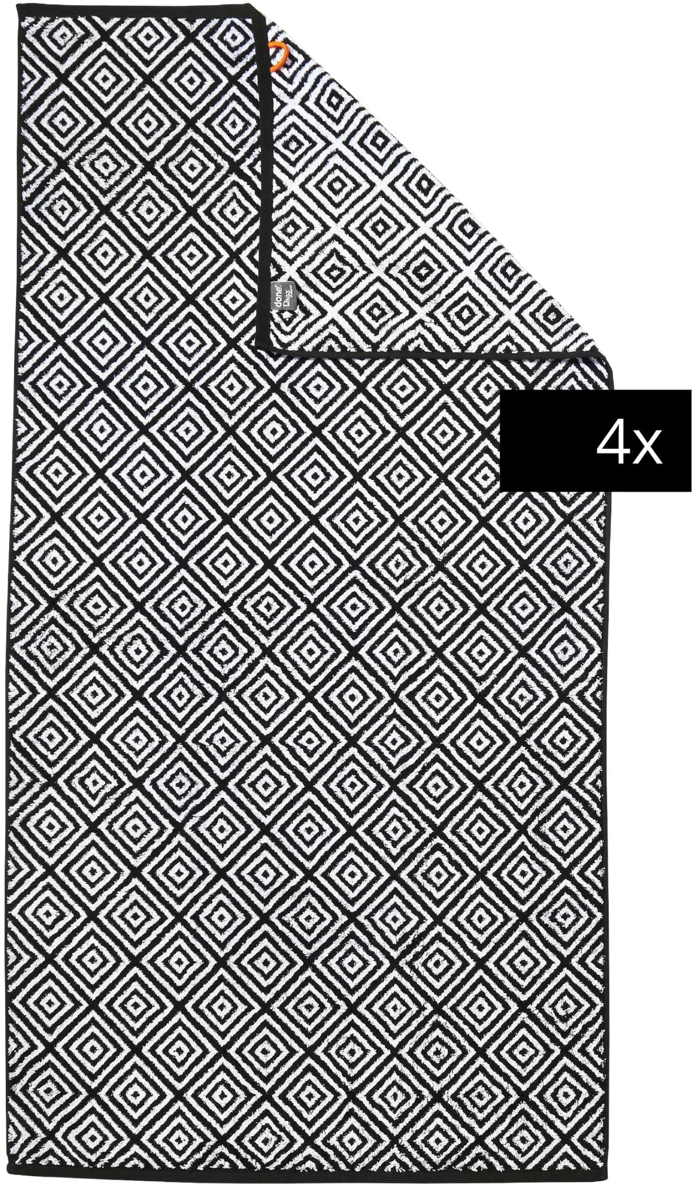 Duschtücher DONE. DAILY SHAPES Schwarz Jacquard-Walkfrottier