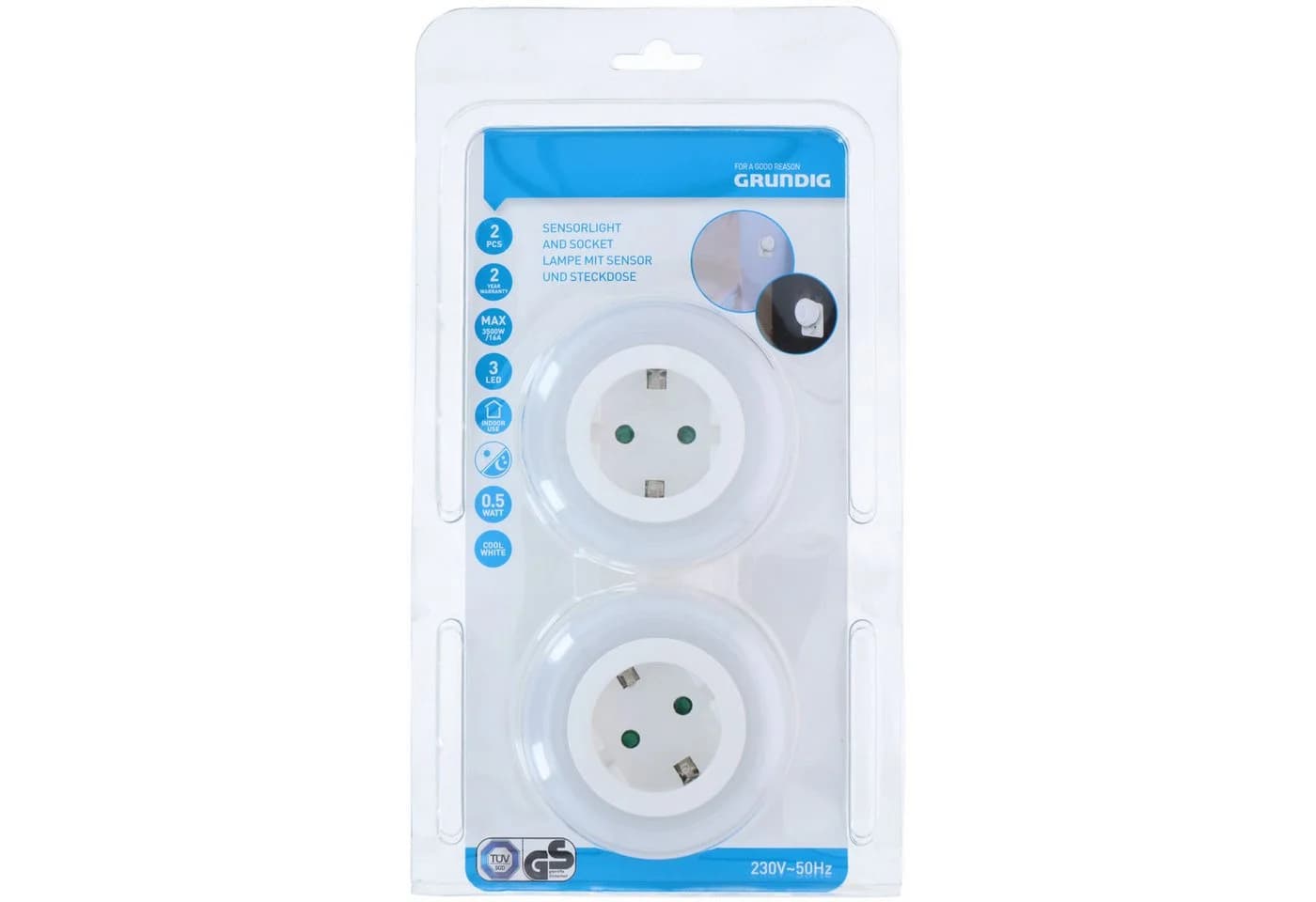 Grundig LED Nachtlicht 2er Set Weiß Steckdosenlampe mit Tag-Nacht-Sensor