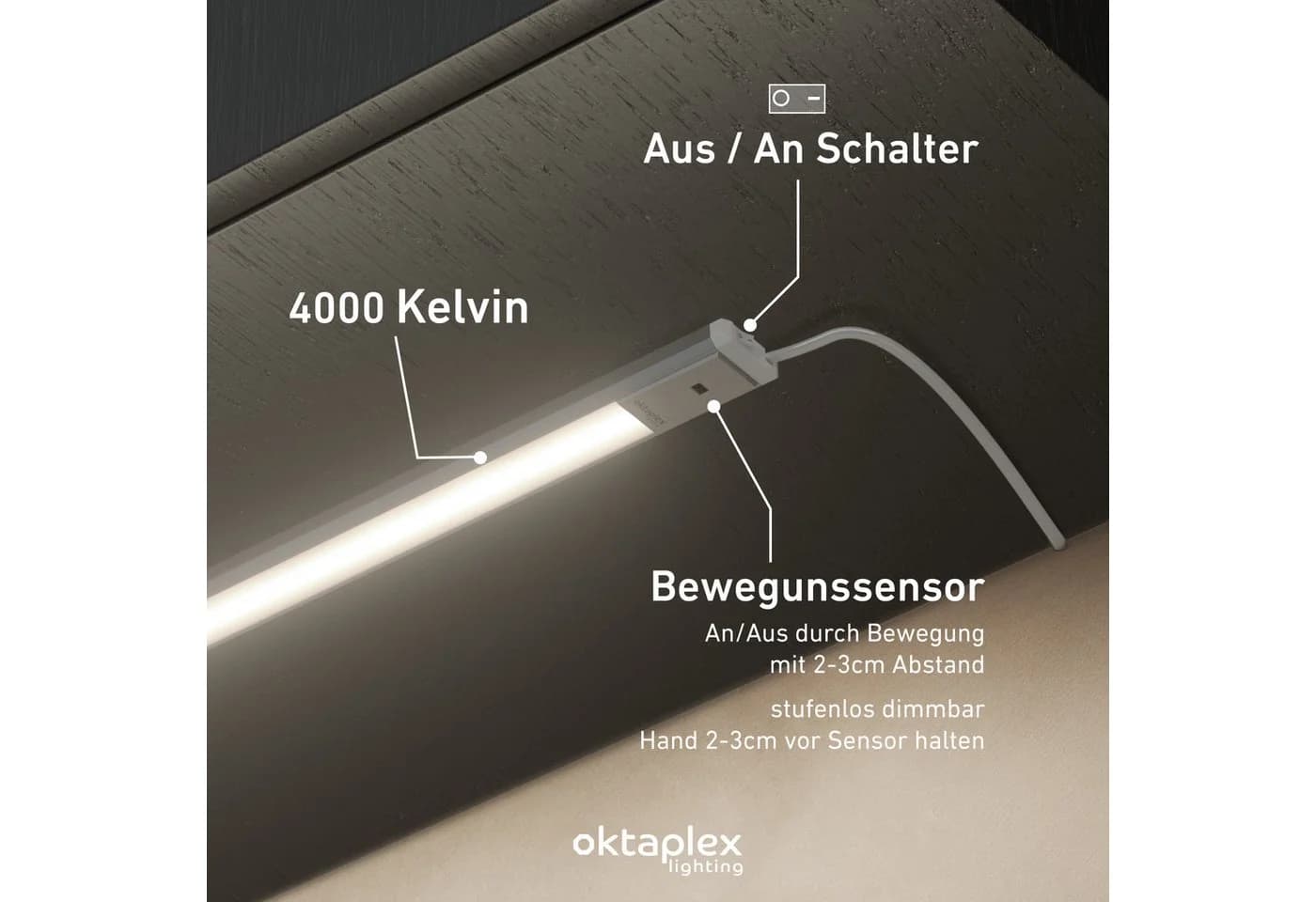 Oktaplex lighting LED Unterbauleuchte Aluminium Dimmbar Silbern