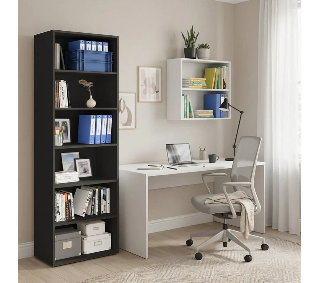 Bellamio Regal Apol Bücherregal Schwarz 6 Fächer