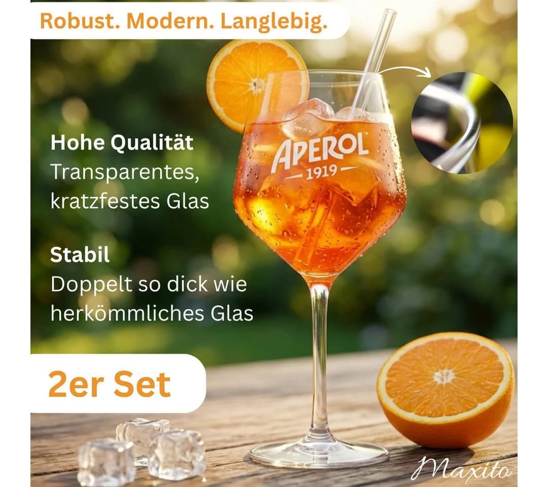 Maxito Cocktailglas 2-tlg. 400 ml Aperol Spritz Glas Transparent