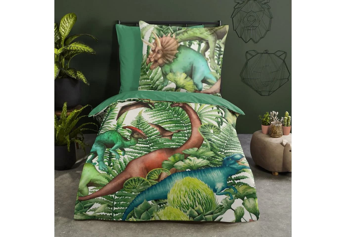 JACK Kinderbettwäsche Dinosaurier Landschaft Urwald 2-teilig