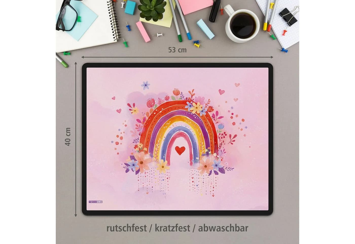 itenga Schreibtischunterlage & Papierkorb Set Kunststoff Modern