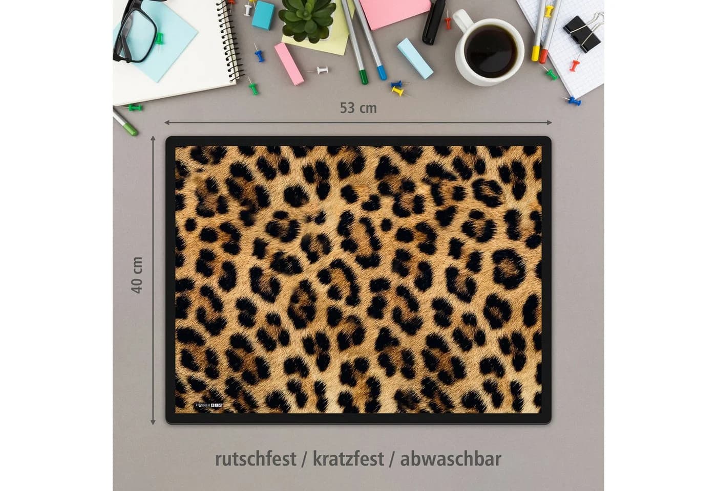 itenga Schreibtischunterlage & Papierkorb Set Kunststoff