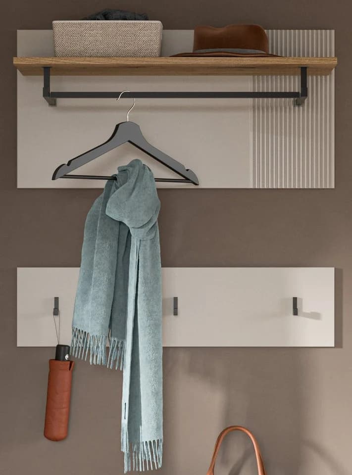 Inn.Furn Garderobenpaneel Skid Wandgarderobe Kaschmir Sand Eiche