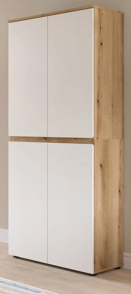 Inn.Furn Mehrzweckschrank Assino 4-türig Weiß Eiche Dekor