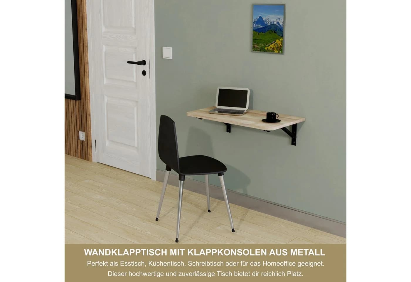KDR Produktgestaltung Wandklapptisch Esstisch Schreibtisch Eiche Schwarz