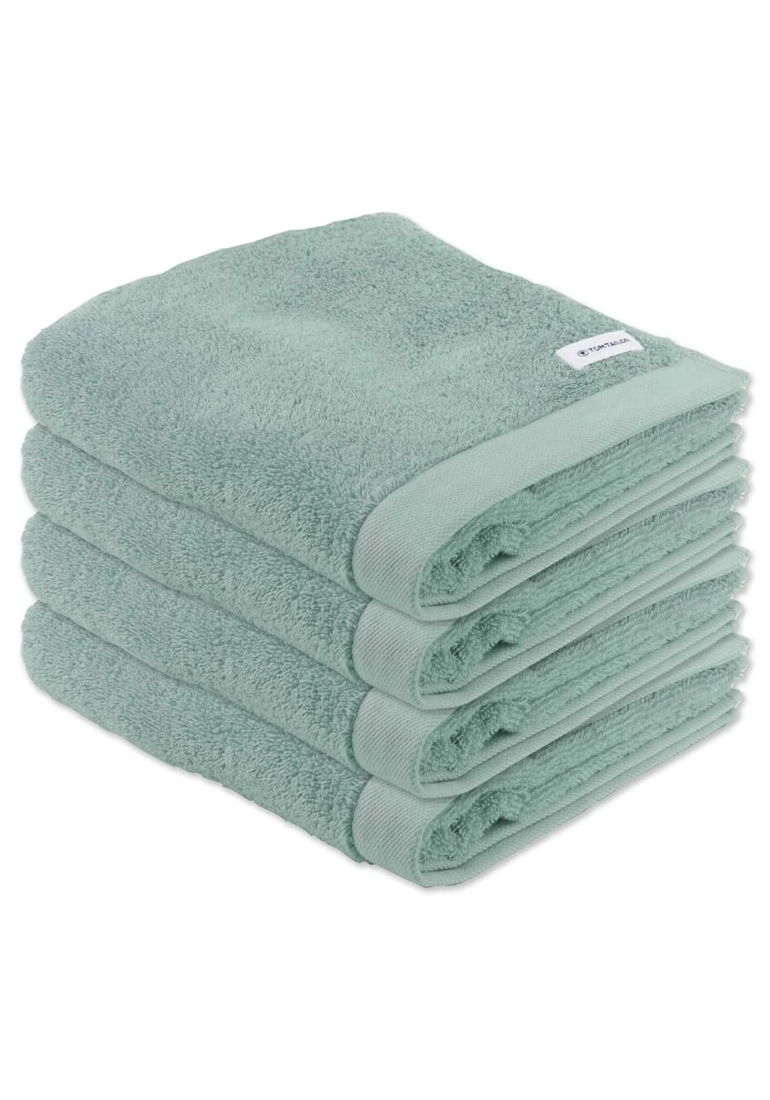 TOM TAILOR Handtuch 4er Pack Grün Frottier Baumwolle
