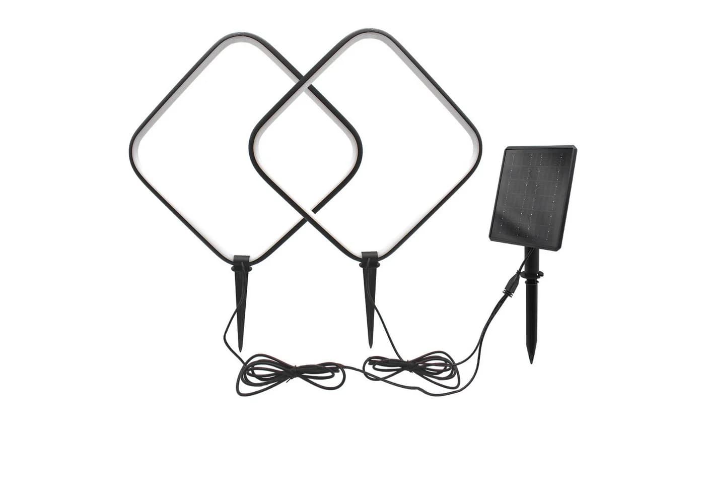 Arnusa LED Solarleuchte Gartenstecker Aluminium Rauten-Design warmweiß