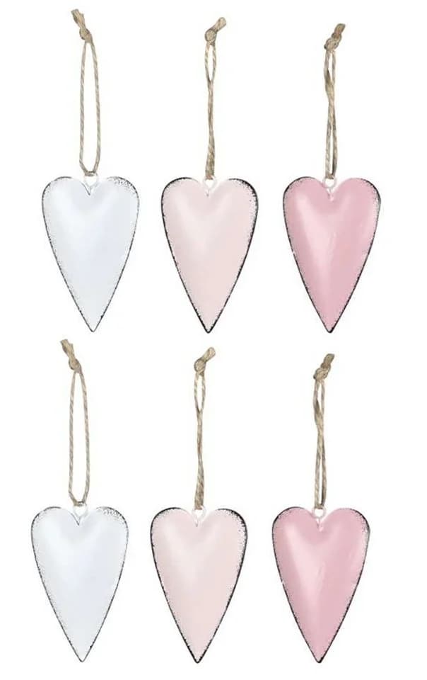 LB H&F Lilienburg Hängedekoration 12er-Set Herz Metall Rosa/Pink