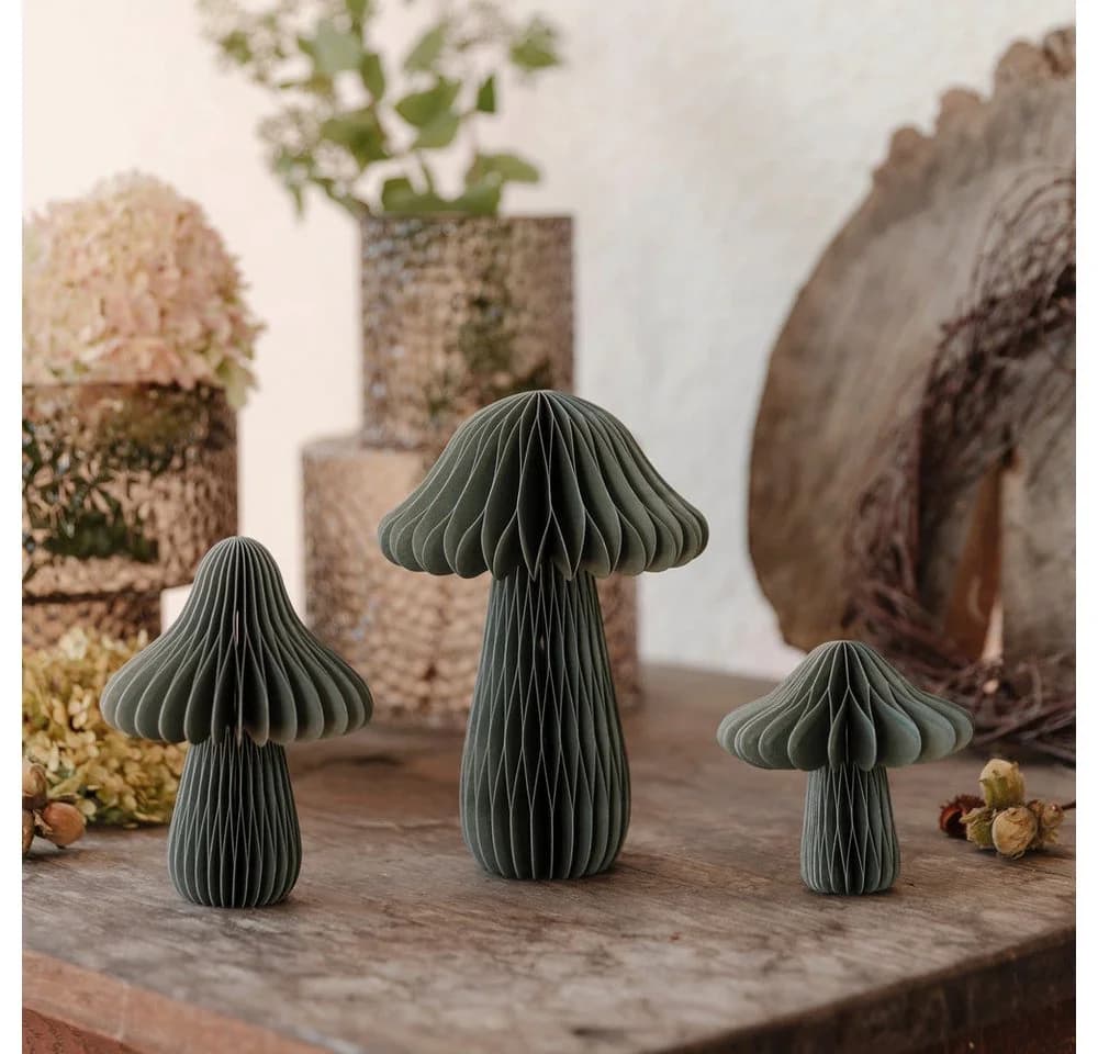MKONO Papier-Pilz Herbstdeko Grün Honeycomb-Deko