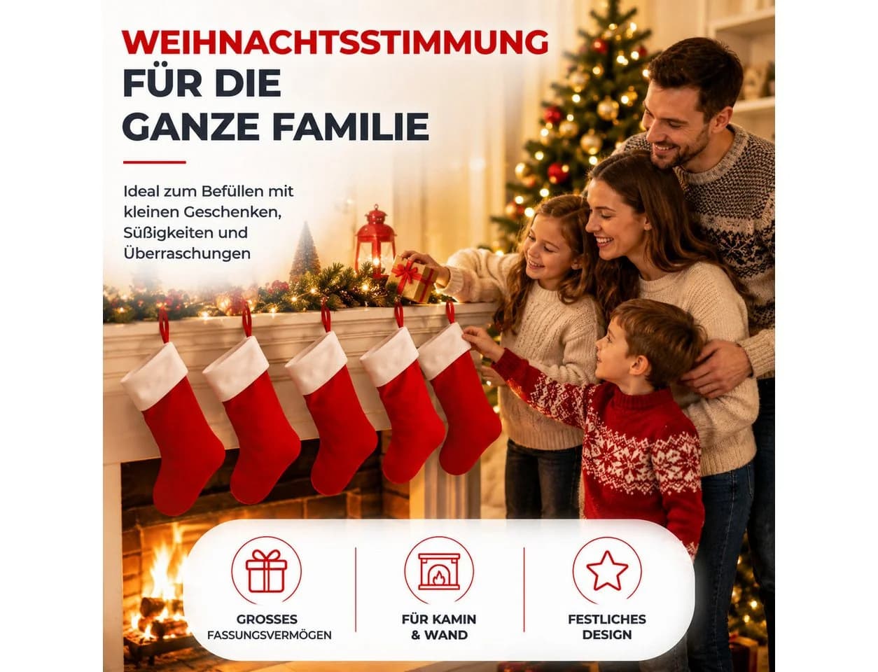 TK Gruppe Hänge-Weihnachtsbaum 4er Set Weihnachtsstrümpfe