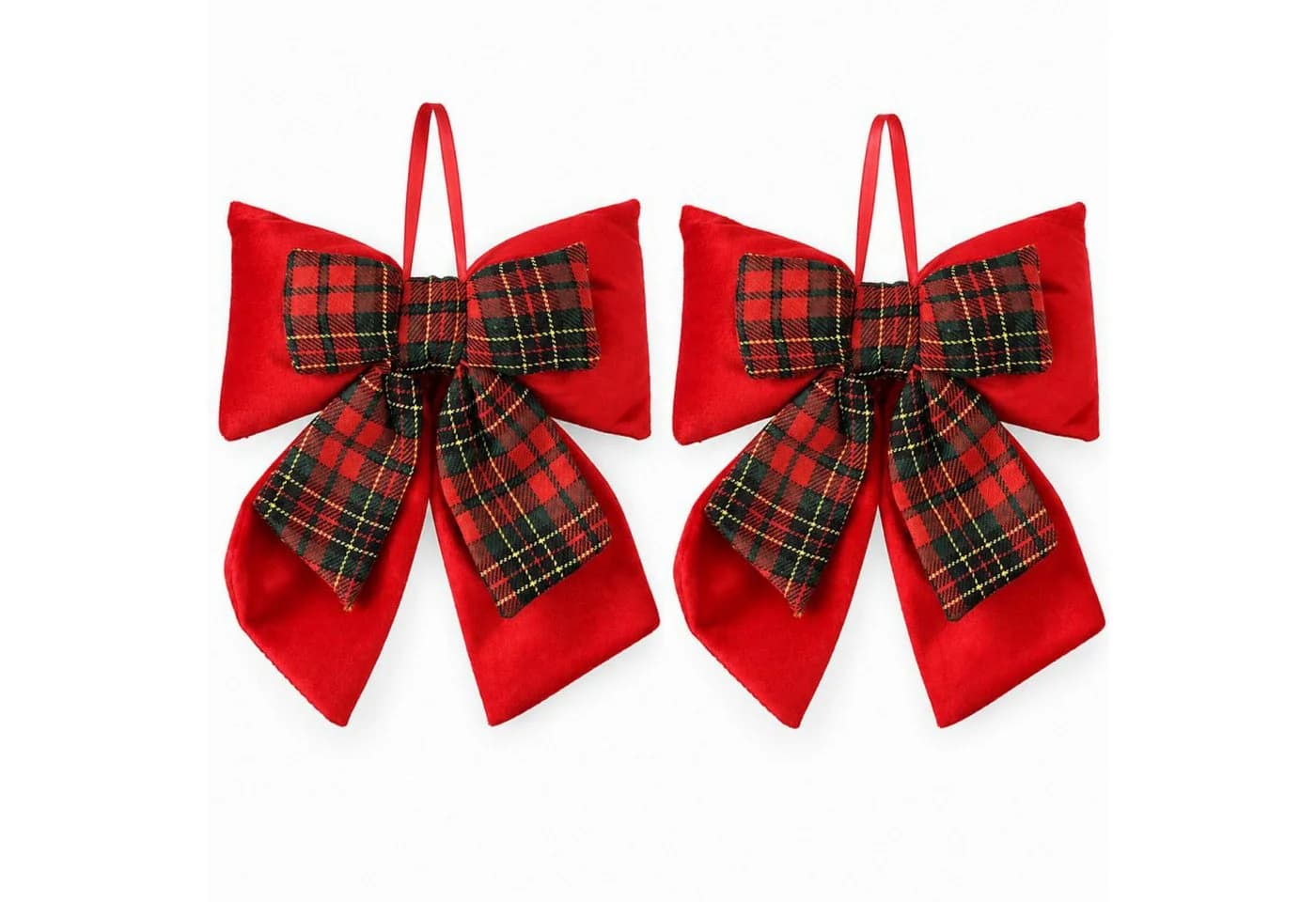Koopman Weihnachtsbaumschleife 2er Set Rot/Grün Kariert Polyester