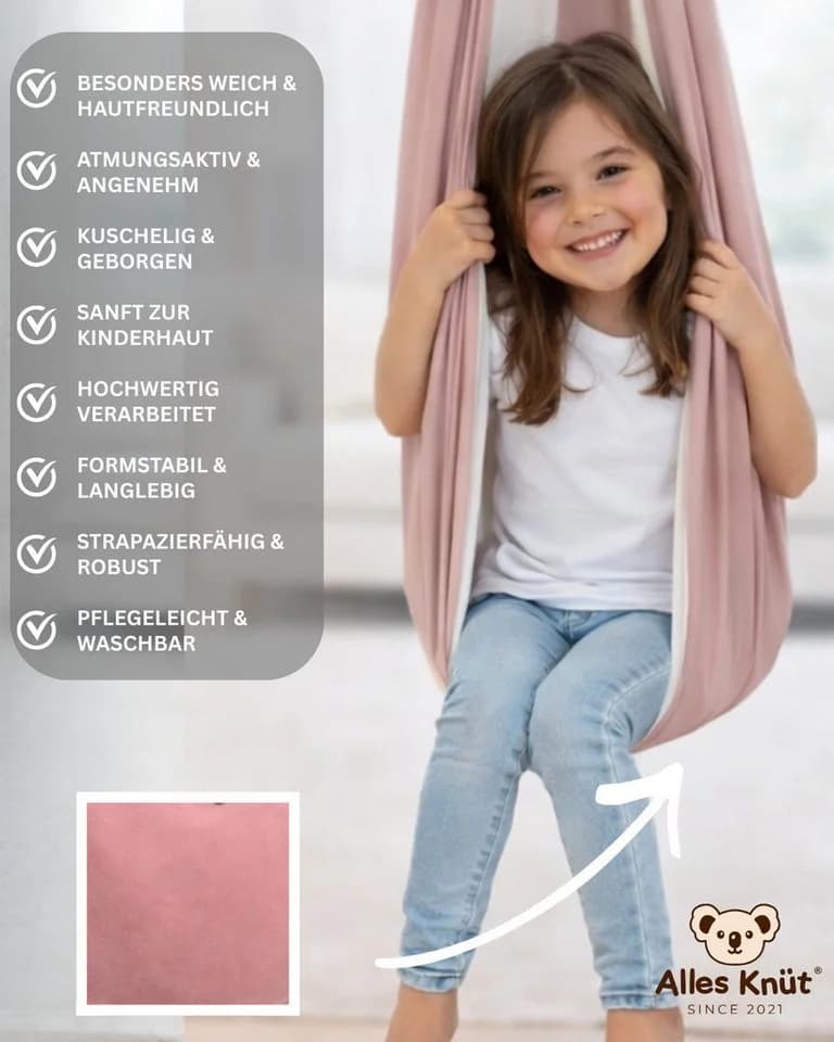 Alles Knüt Therapieschaukel Rosa Indoor Tuchschaukel Kinder