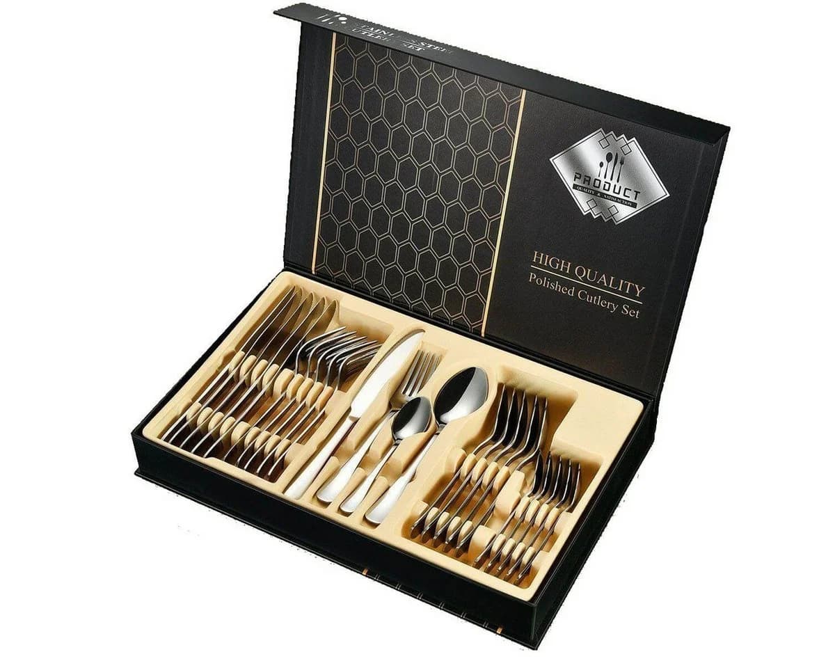 Faizee Home Besteckset 24-tlg. für 6 Personen Edelstahl Silber