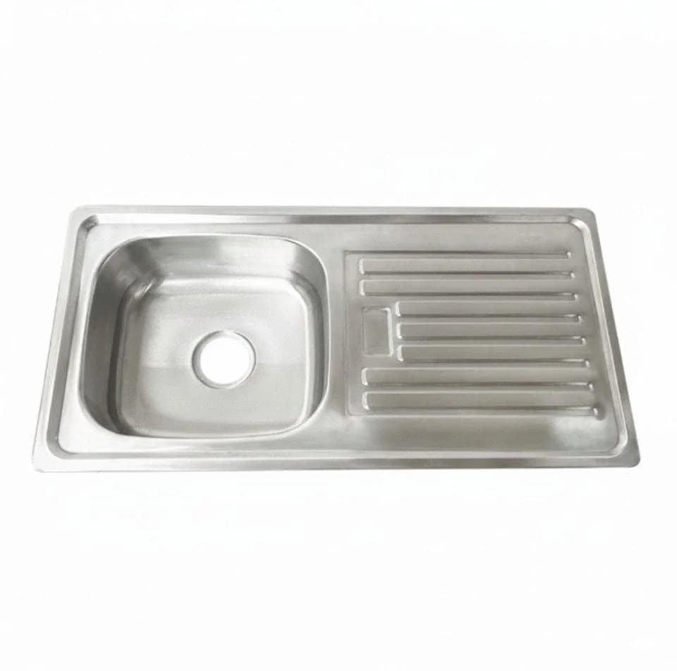 Faizee Home Edelstahlspüle 90x50 cm mit Abtropffläche & Siphon