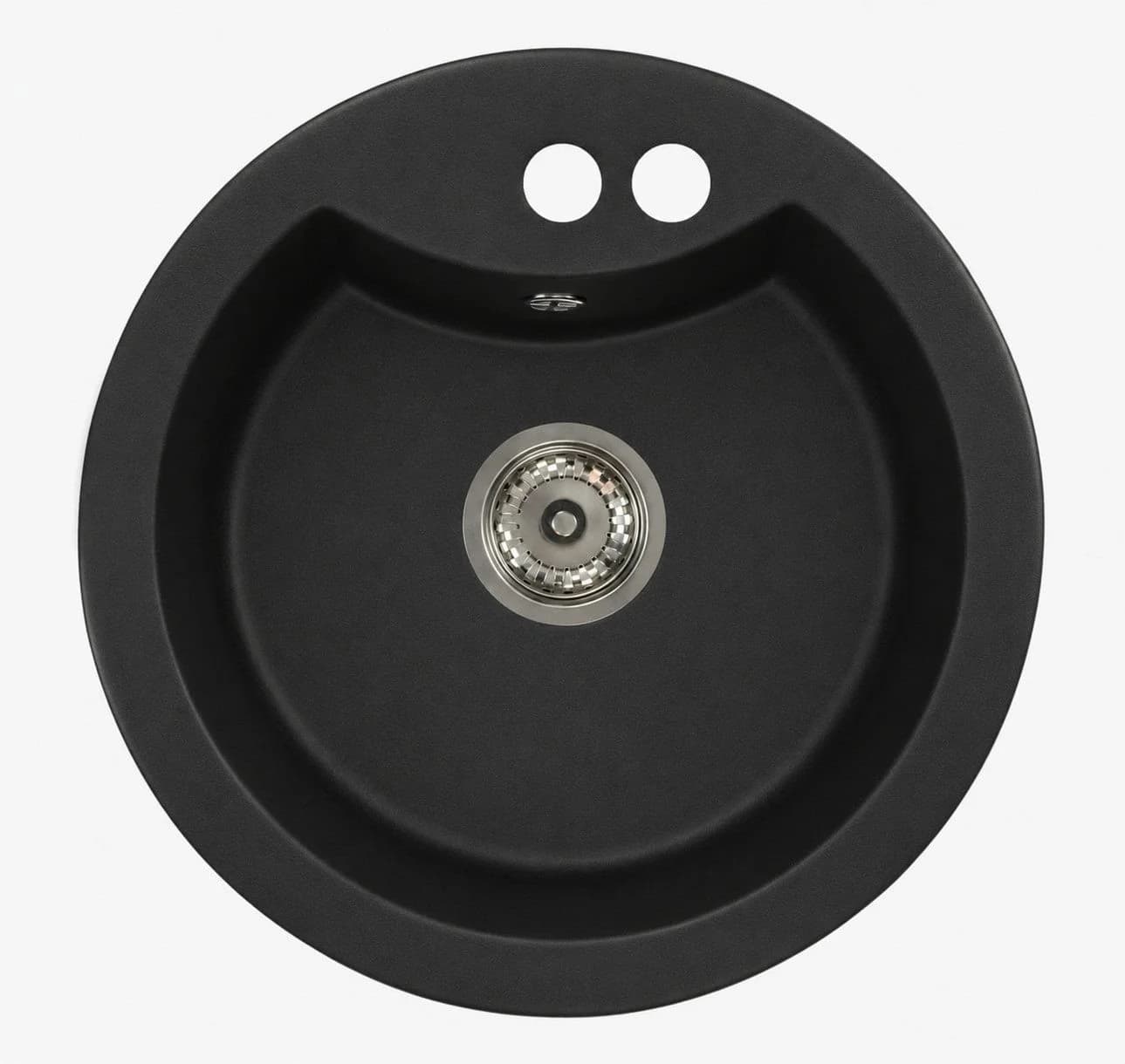 Faizee Möbel Granitspüle Einbauspüle rund 49cm Schwarz