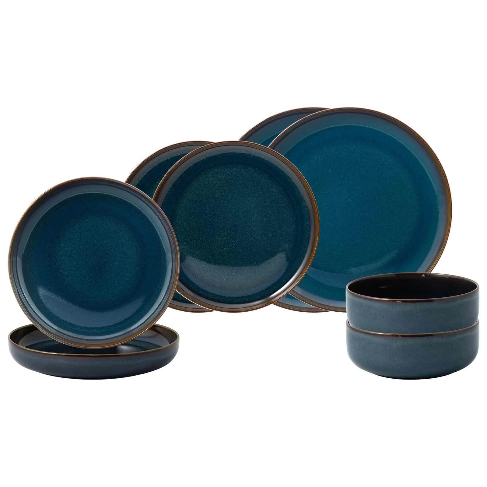LIKE. BY VILLEROY & BOCH Geschirr-Set Crafted 8er Set Blau Denim