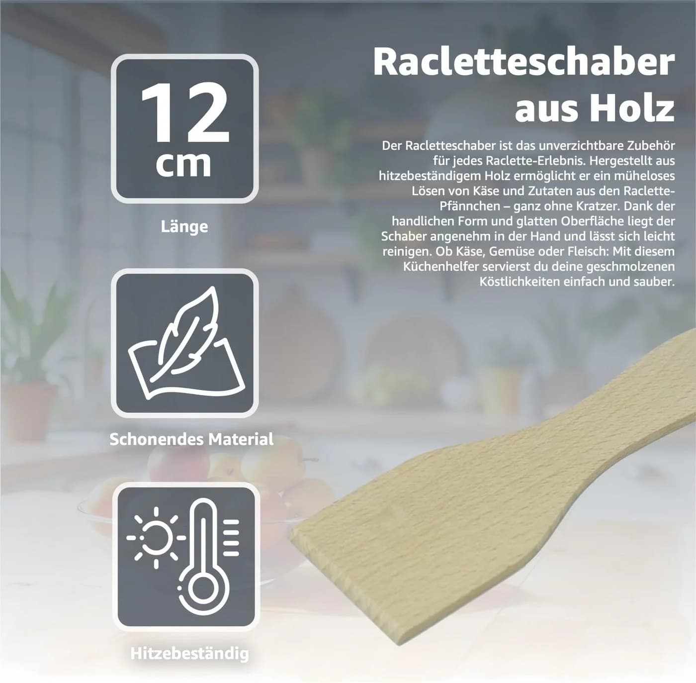 TK Gruppe Raclette Schaber aus Holz 10er Set