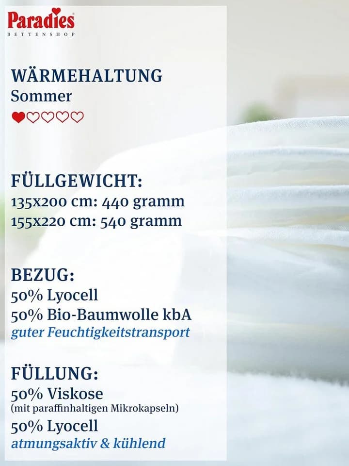 Paradies Cool Comfort Bio Sommerdecke kühlend 135x200
