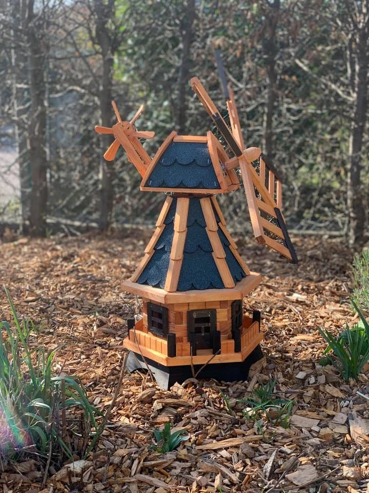 Deko-Windrad aus Holz 70 cm mit Kugelgelagertem Flügelrad