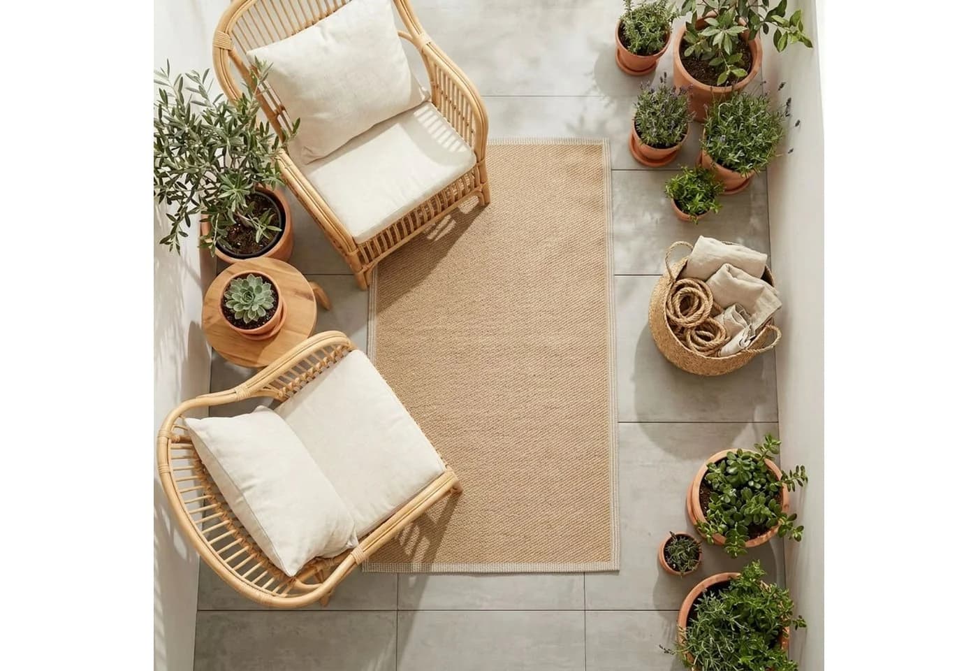 Marrakesch Orient & Mediterran Interior Outdoorteppich Braun Jute-Optik