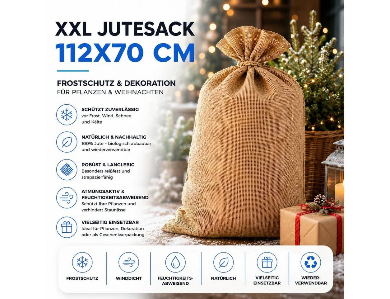 TK Gruppe XXL-Jutesack 112x70cm Beige