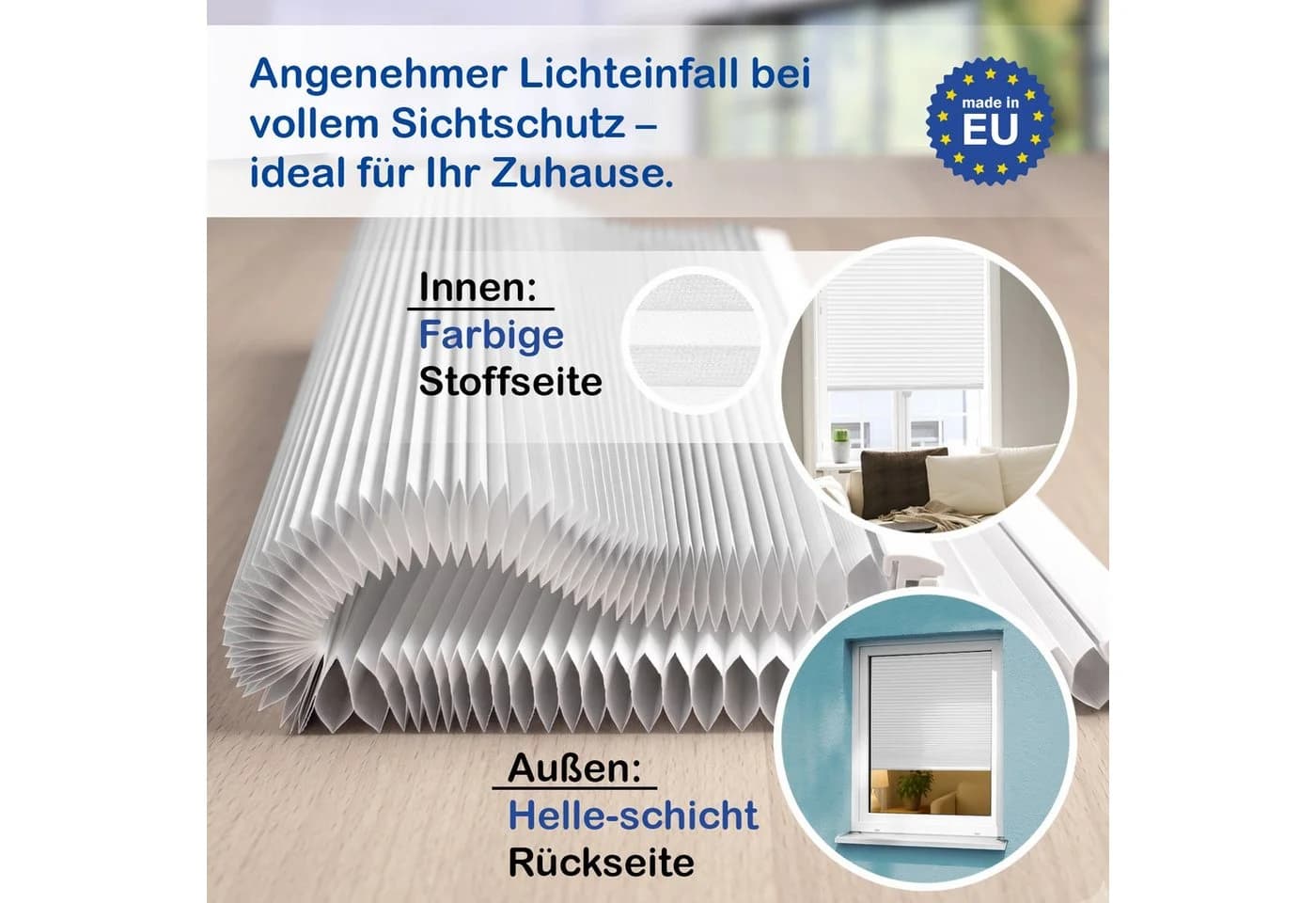 Rikmani Plissee ohne Bohren weiß lichtdurchlässig