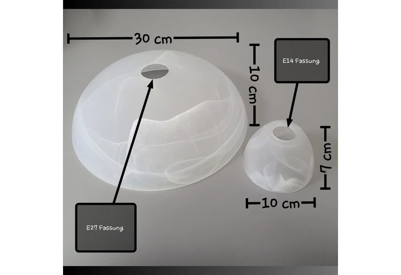 Lichthandel Hoch Lampenschirm Fluterglas Set E14-E27 Alabaster