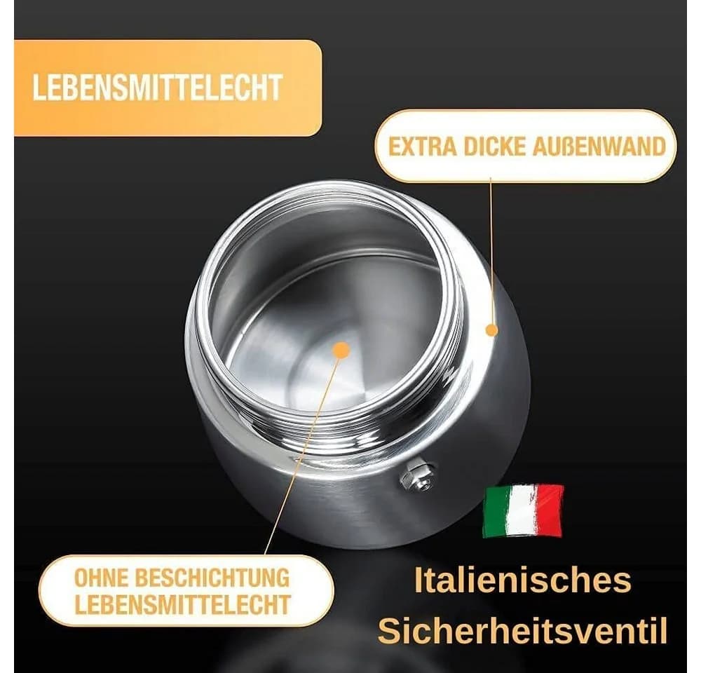 Thiru Espressokocher Edelstahl Filter Premium Mokkakanne