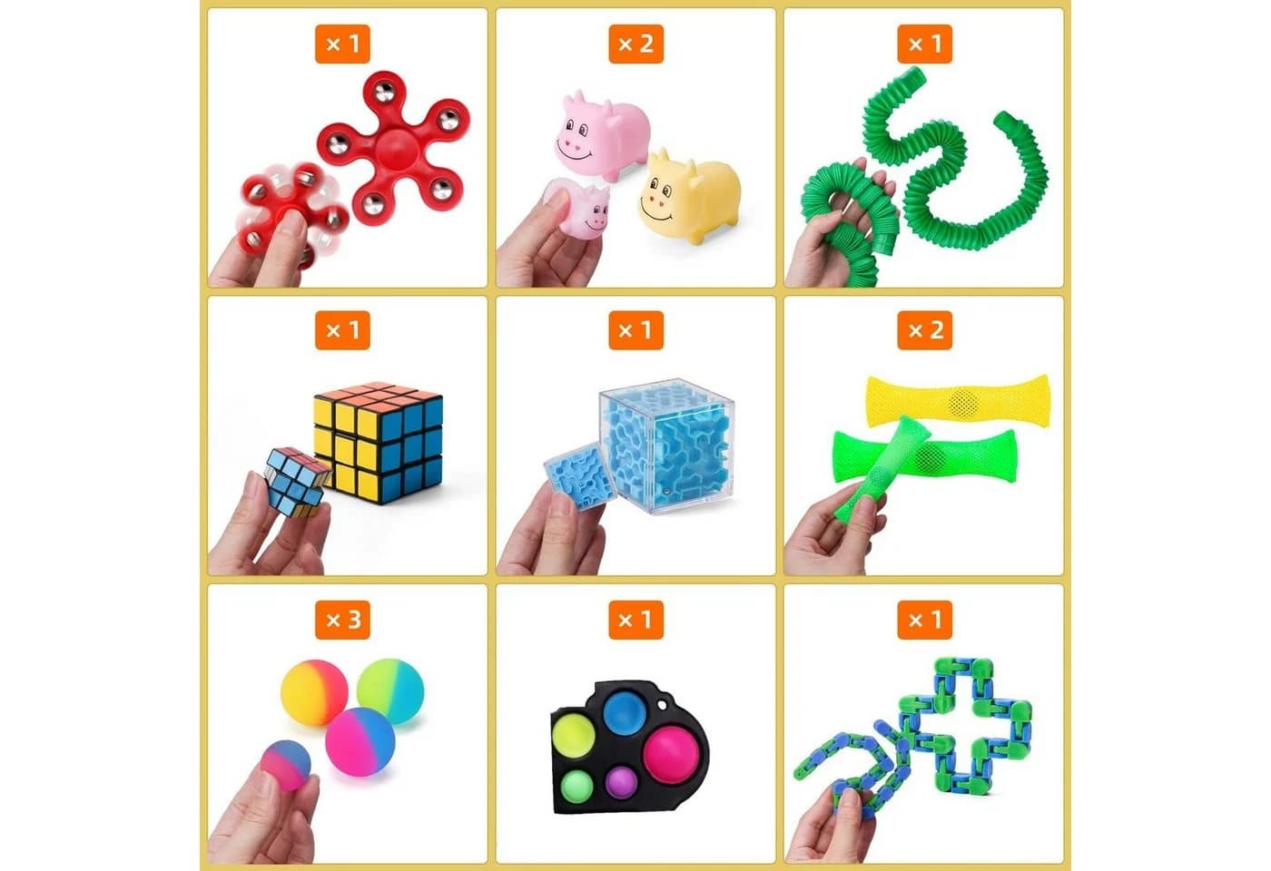 Coradoma Fidget Toys Set 27-tlg. Anti-Stress Lernspielzeug Braun