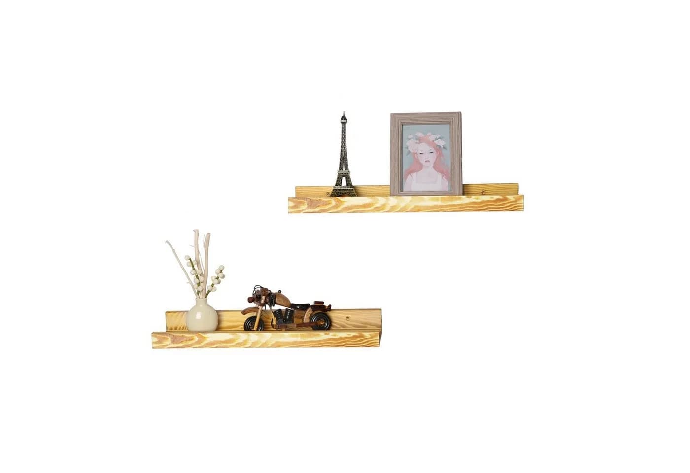 Coradoma Deko-Wandregal 2er Set aus Holz Braun