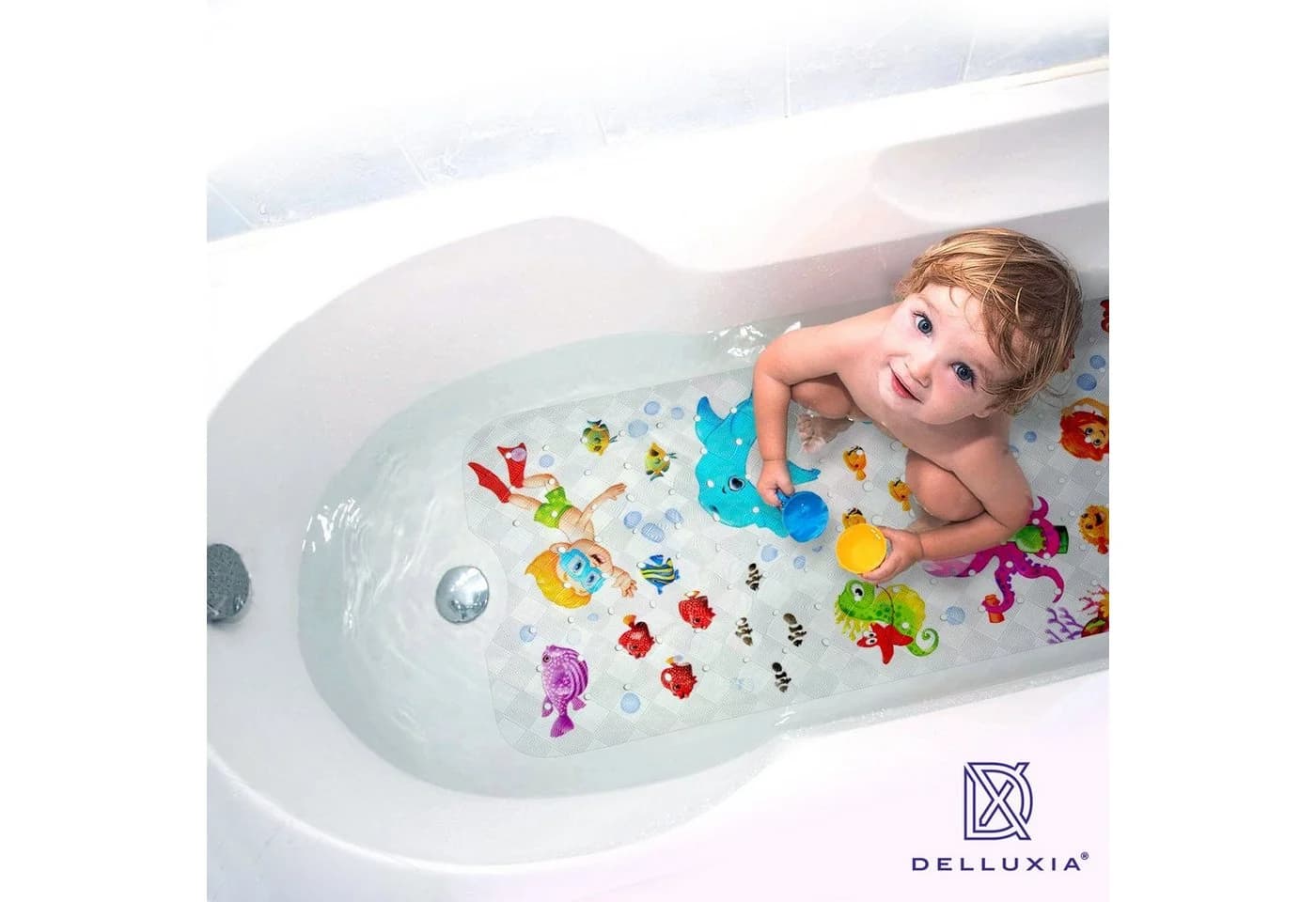 Delluxia Badewannenmatte Kinder rutschfest XL Bunt