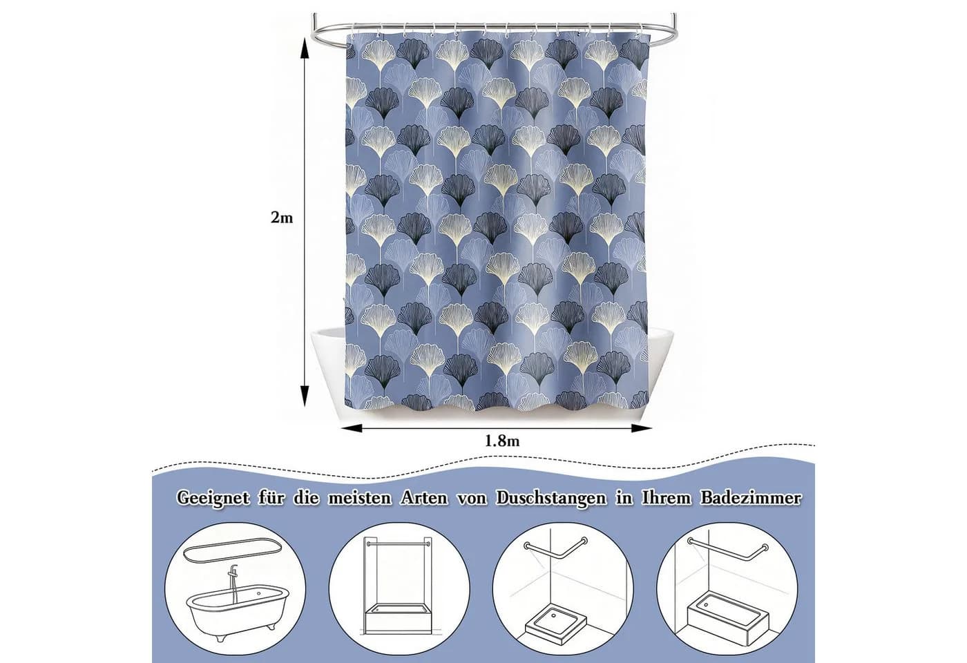M&W DAS DESIGN Duschvorhang 180x200 Polyester