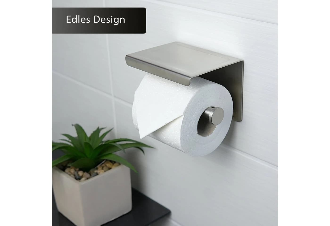 Dolvhin Toilettenpapierhalter ohne Bohren Edelstahl Silbergrau mit Ablage