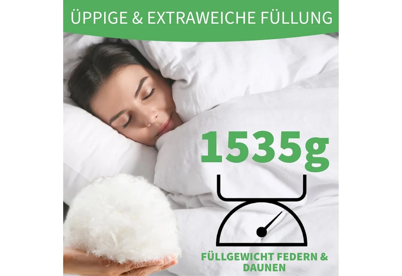 Welldora 4-Jahreszeitenbettdecke 90% Federn 10% Daunen Oeko-Tex Allergiker