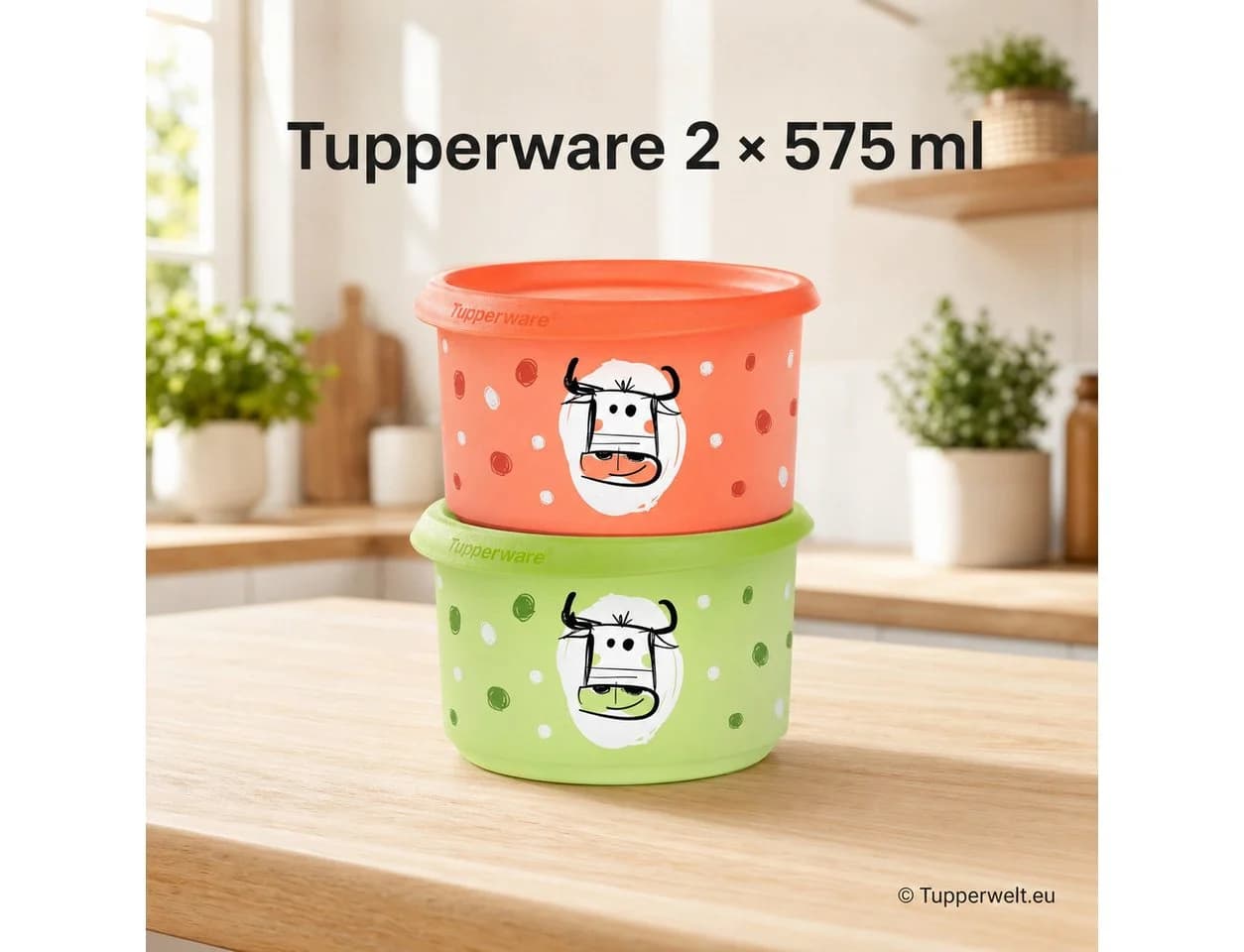 TUPPERWARE Vorratsdose 2er Set mit Kuh Motiv 575 ml