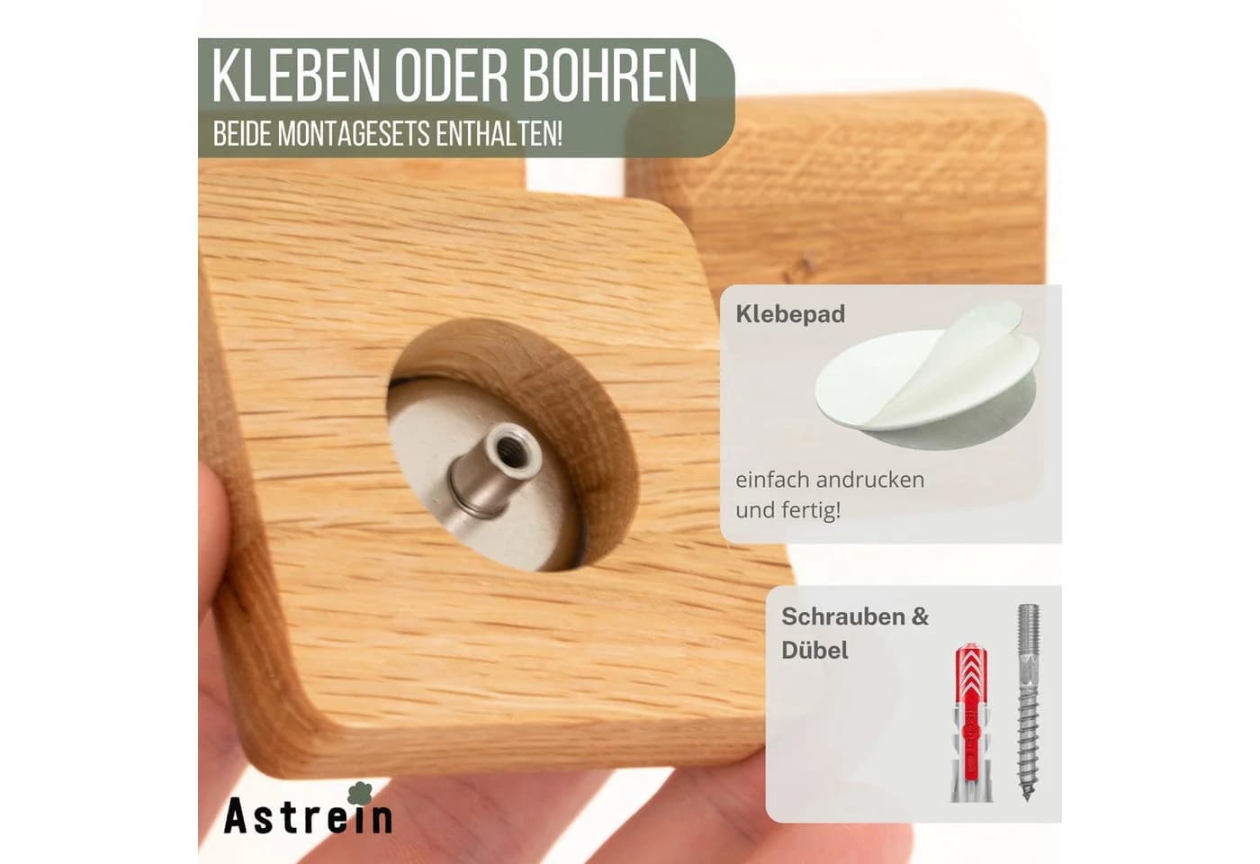 Magnetischer Schlüsselhalter aus Eiche 4er Set
