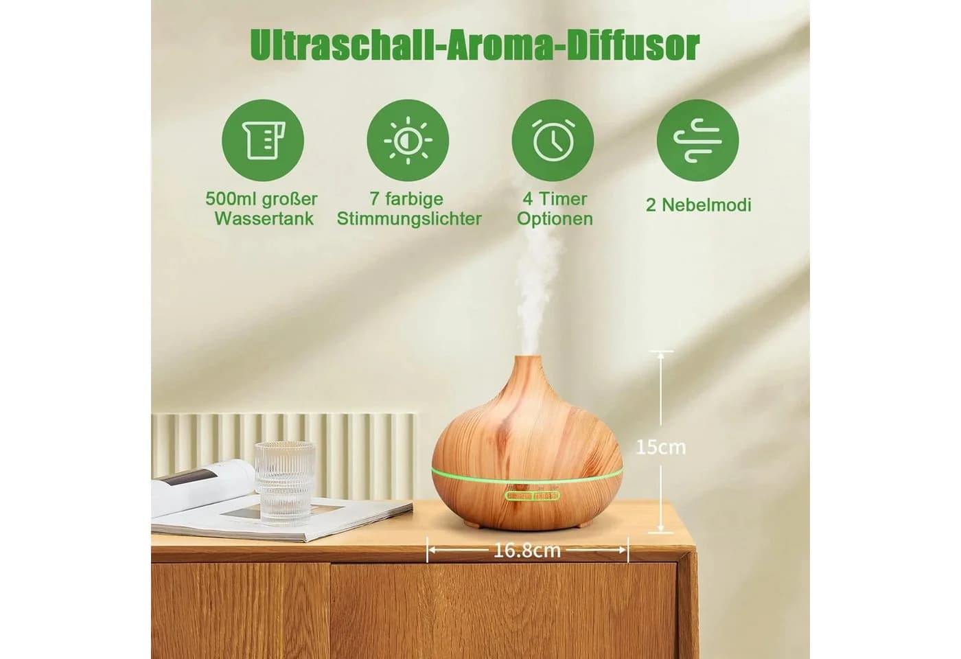 Athlix Diffuser Luftbefeuchter 500ml Ultraschall Aromatherapie