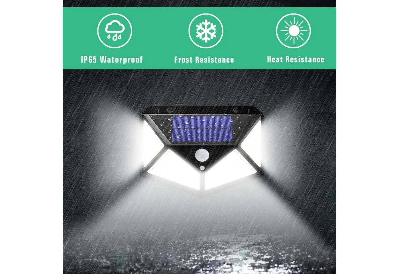 Athlix LED Solarleuchte 100 LEDs Außen mit Bewegungsmelder IP65