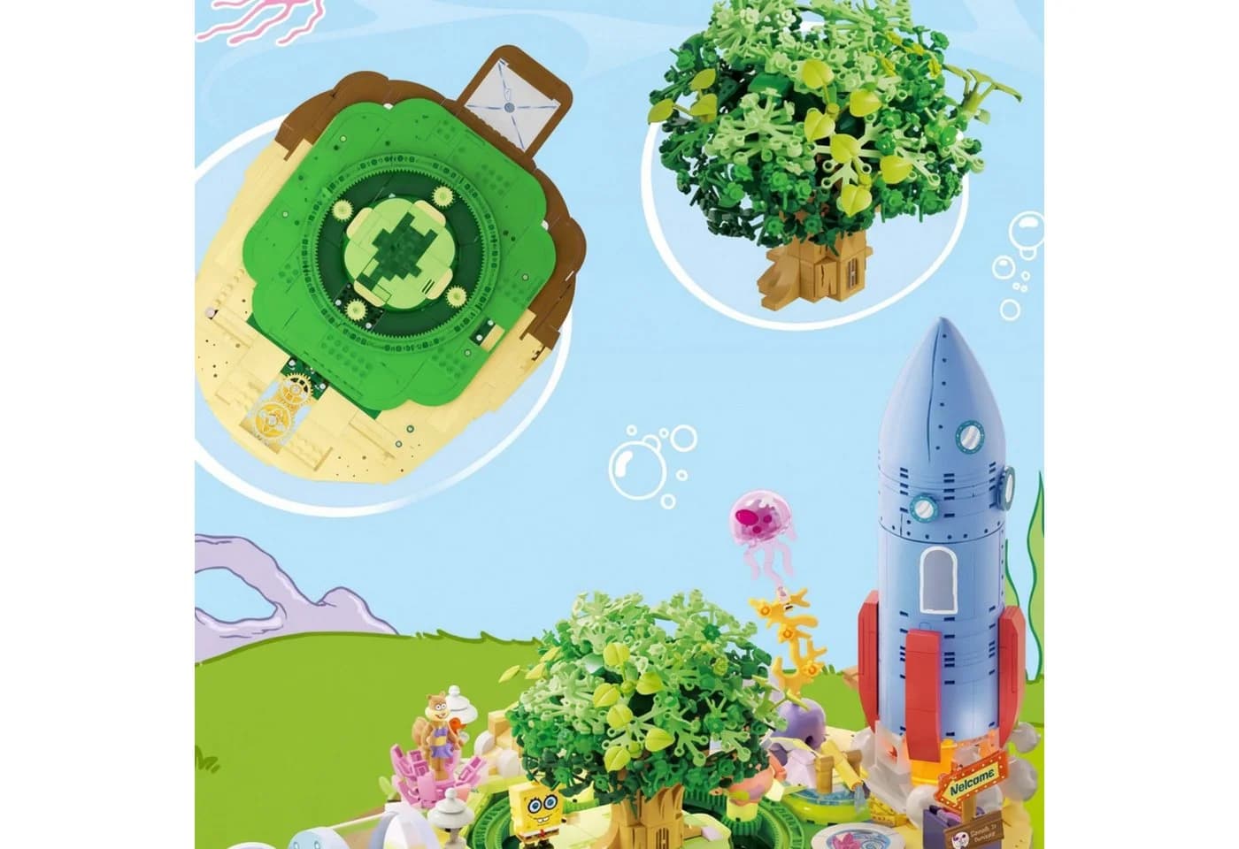 Athlix Sandy Cheeks Baumkuppel Klemmbausteine Set mit 1200 Teilen