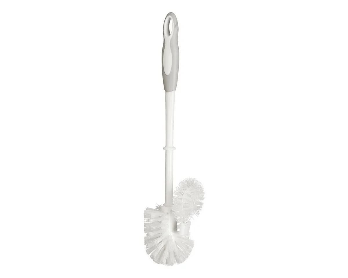 flink & sauber WC-Garnitur Premium, rund, mit Randreiniger, Weiß/Grau/Schwarz