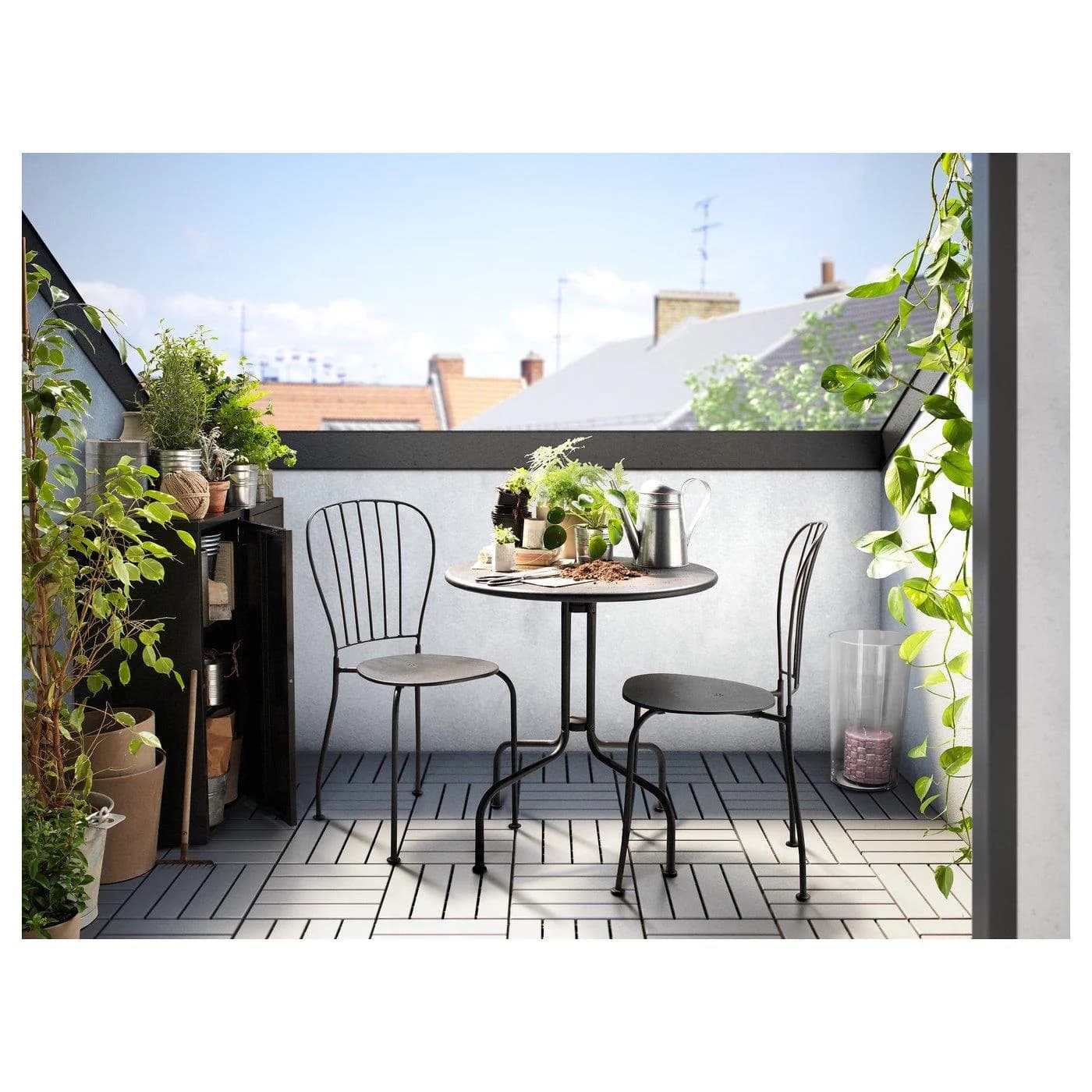 IKEA LÄCKÖ Tisch+2 Stühle Grau Außen