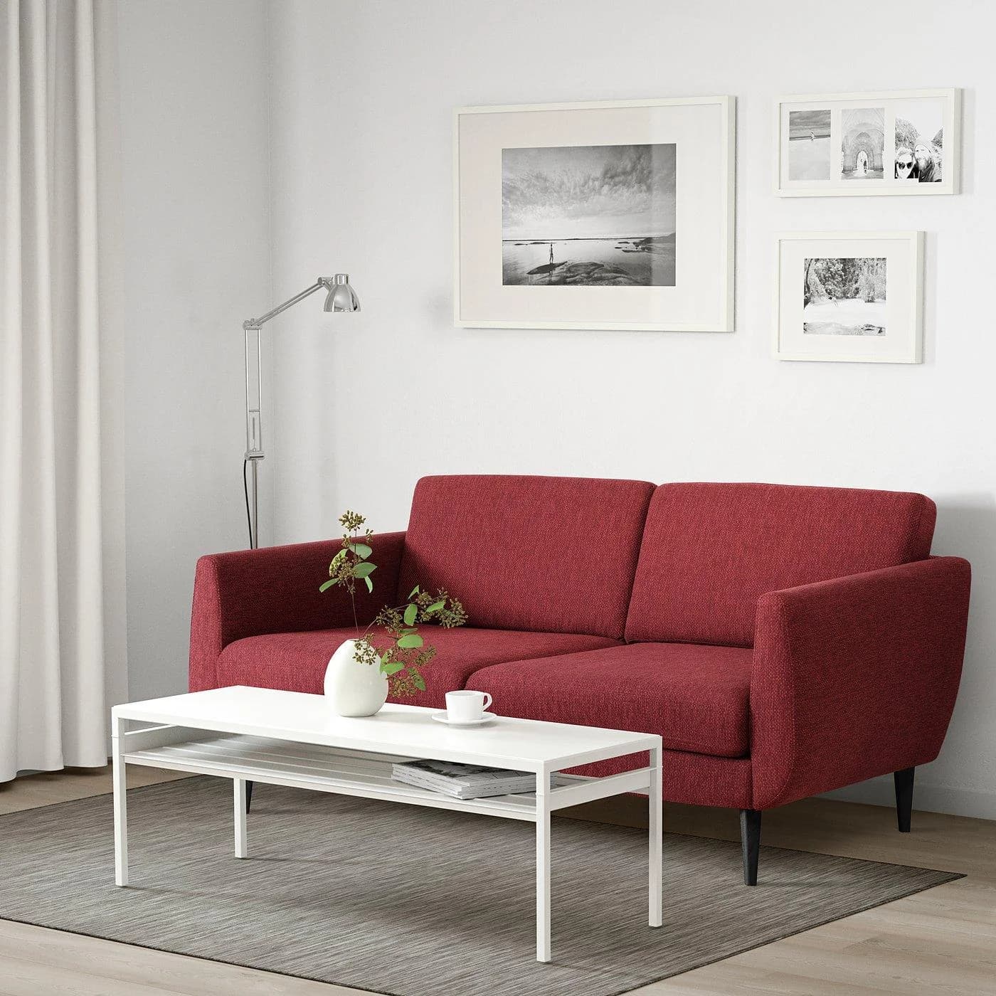 IKEA SMEDSTORP 3er-Sofa Retro Rot/Braun/Schwarz