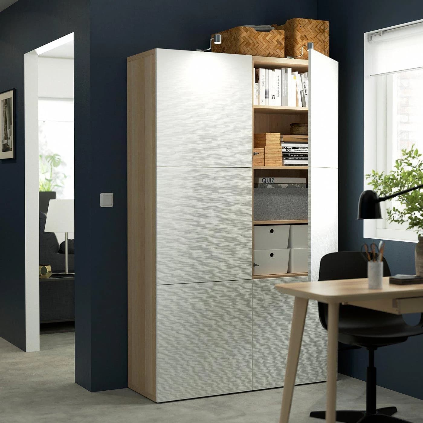 IKEA BESTÅ Aufbewahrung mit Türen Weiß Eicheneffekt