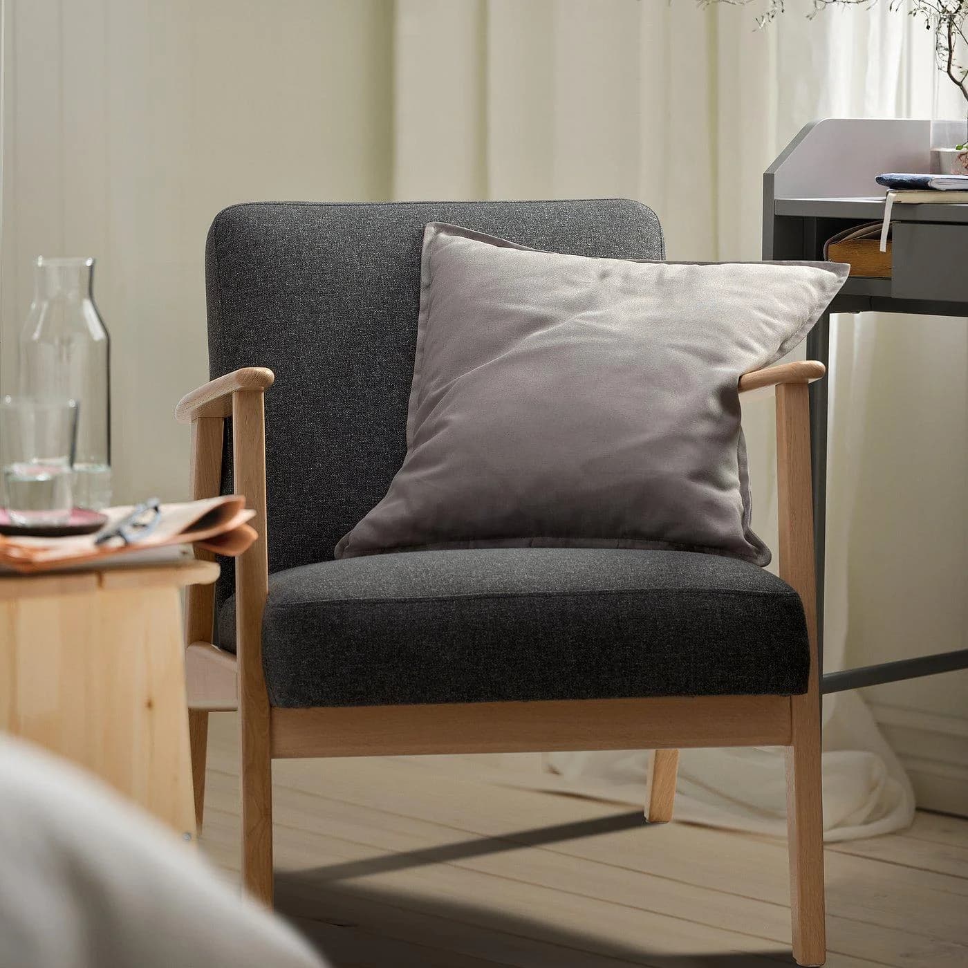 IKEA EKENÄSET Sessel Dunkelgrau Eiche Retro