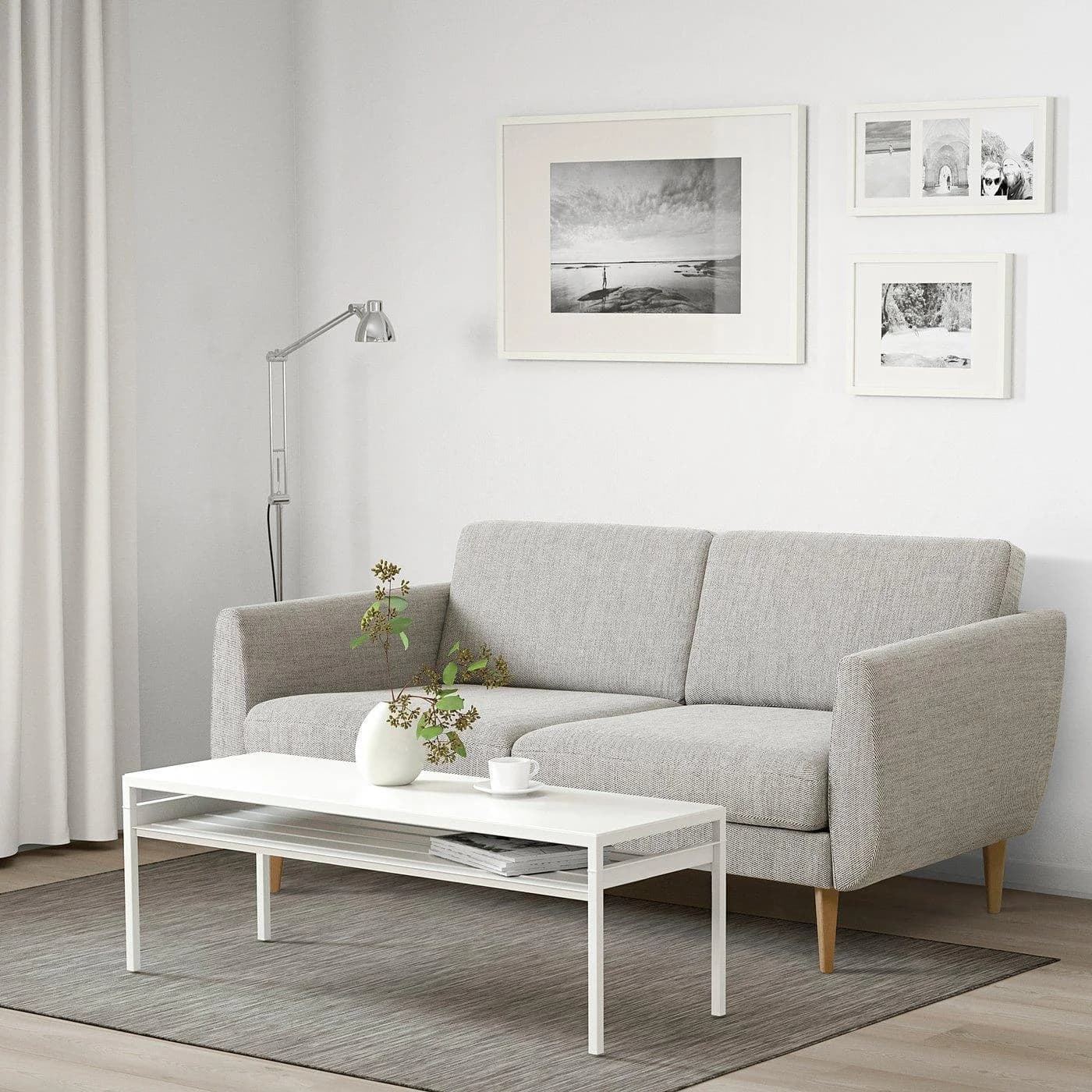 IKEA SMEDSTORP 3er-Sofa Beige Braun Eiche Retrostil