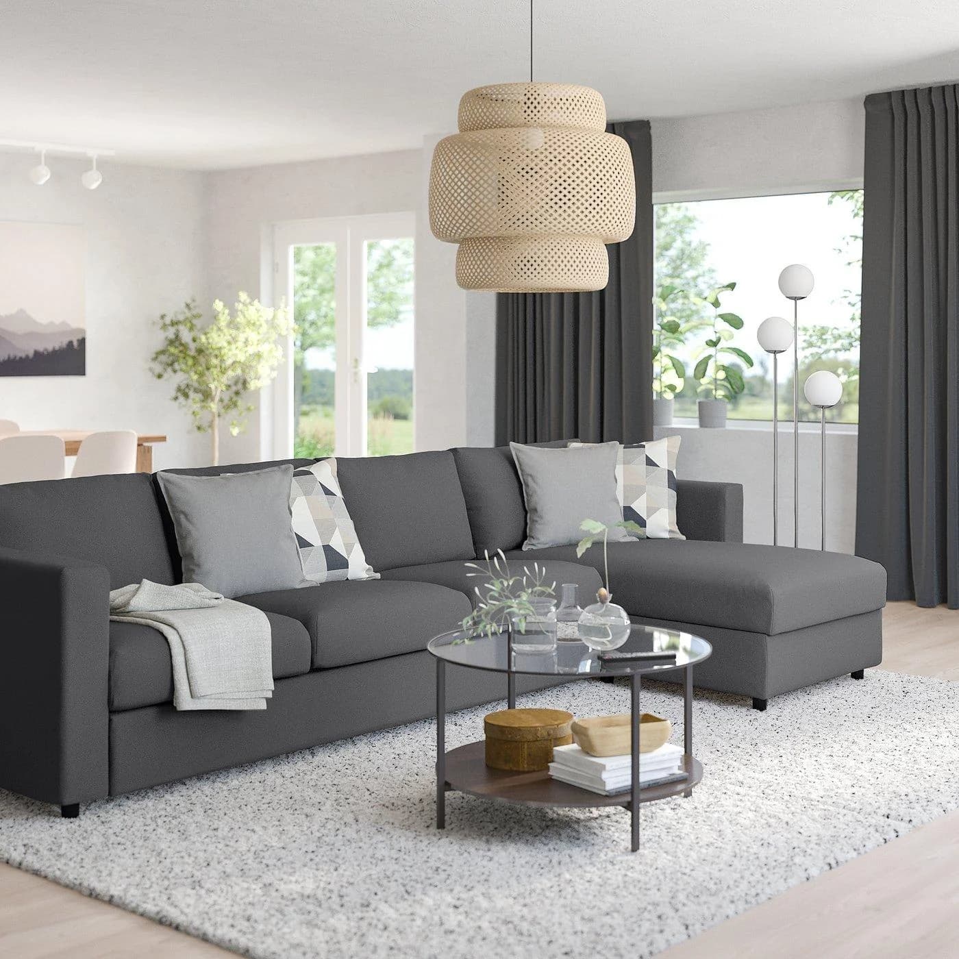 IKEA VIMLE 4er-Sofa mit Récamiere Grau