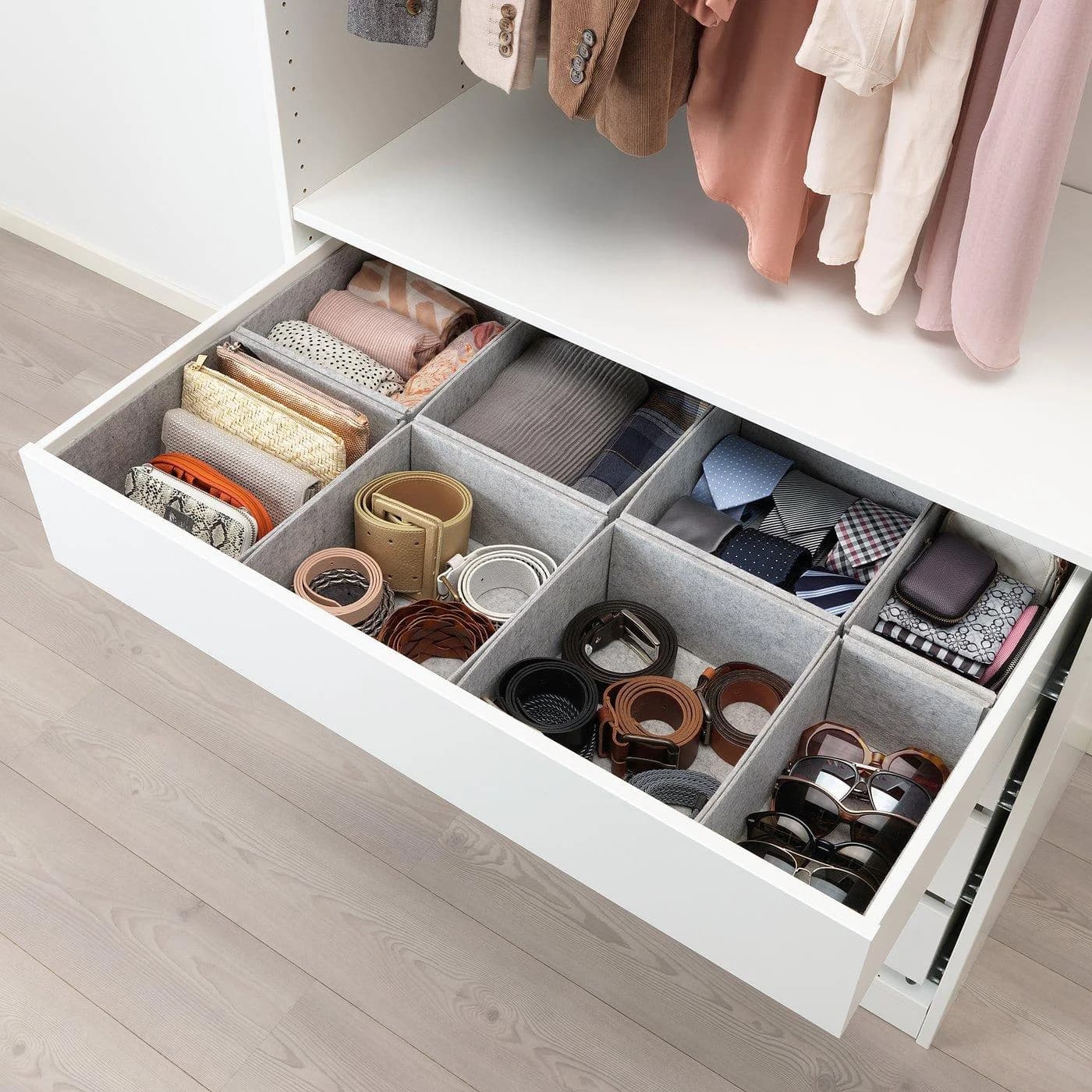 IKEA KOMPLEMENT Box 8er-Set Hellgrau